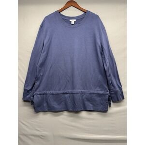 Daily Ritual Heather Blue Side Tie Sweatshirt Womens Sz XL Casual Layer Cute